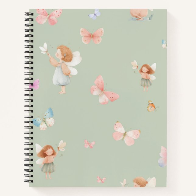 Pastel Fairy Pattern Cute Butterfly Nursery Design Notebook (Front)