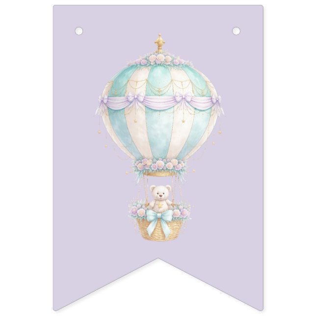 Pastel Fairytale First Birthday Pennant Banner (Twelfth Flag)