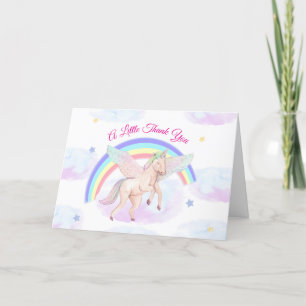 Pastel Fairytale Unicorn Star Rainbow Baby Shower  Thank You Card