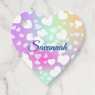 Pastel Falling Hearts Personalised Favour Tags