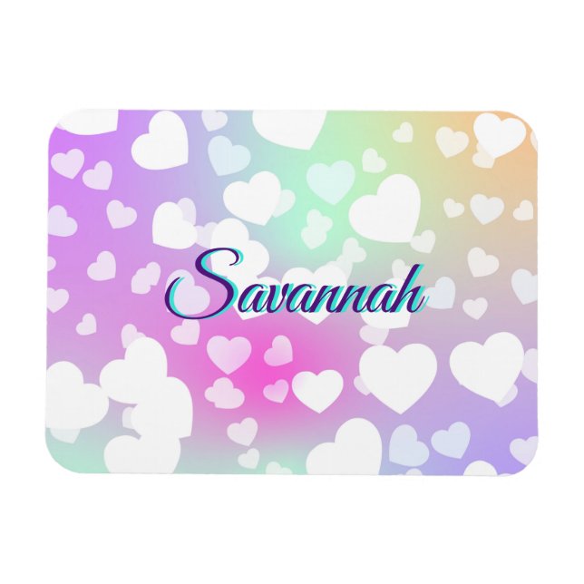 Pastel Falling Hearts Personalised    Magnet (Horizontal)