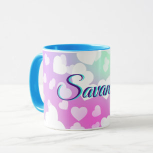 Pastel Falling Hearts Personalised    Mug