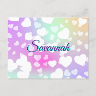 Pastel Falling Hearts Personalised Postcard
