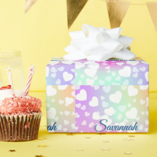 Pastel Falling Hearts Personalised    Wrapping Paper