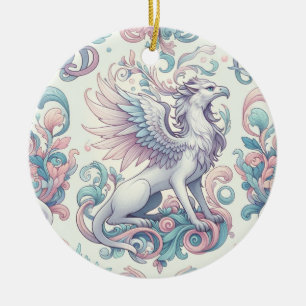 Pastel Fantasy Griffin Ceramic Tree Decoration