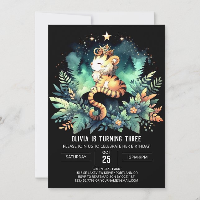 Pastel Fantasy Tiger Birthday Invitation (Front)