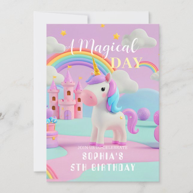 Pastel Fantasy Unicorn Birthday Invitation (Front)
