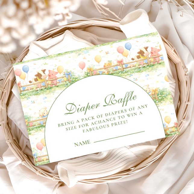 Pastel Farm Animals Garden Diapper Raffle Enclosure Card (Creator Uploaded)