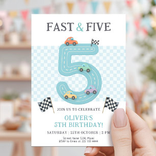 Pastel Fast Five Birthday Car Invitation