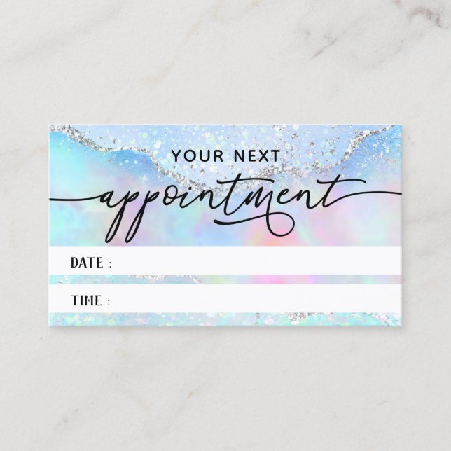 pastel faux glitter texture appointment card (Front)