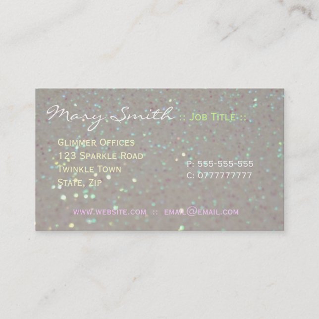 Pastel faux Sparkles & Glitter business cards (Front)