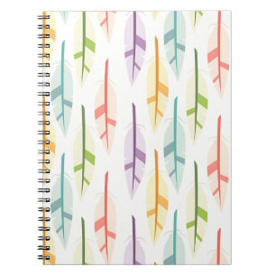 Pastel Feather Pattern Notebook