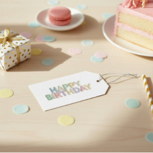 Pastel Felt Letters Happy Birthday Gift Tags
