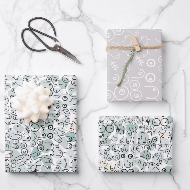 pastel feminist breast wrapping paper sheets (Front)