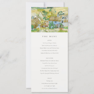 Pastel Fields Mountain Landscape Wedding Menu Card