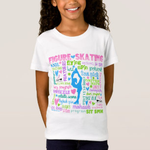 Pastel Figure Skater Words Typography T-Shirt