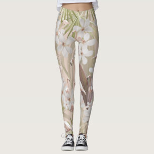 Pastel Flamingo Jungle Love #3 #tropical #wall  Leggings