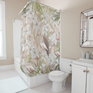 Pastel Flamingo Jungle Love #3 #tropical #wall Shower Curtain