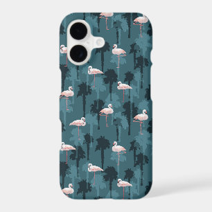 Pastel Flamingos On Teal