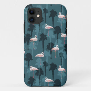 Pastel Flamingos On Teal iPhone 11 Case