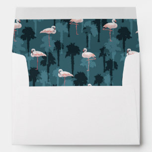 Pastel Flamingos On Teal Envelopes