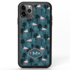 Pastel Flamingos On Teal | Monogram
