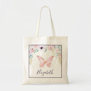 Pastel floral and butterfly baby  tote bag