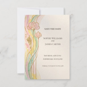 Pastel Floral Art Nouveau Save The Date