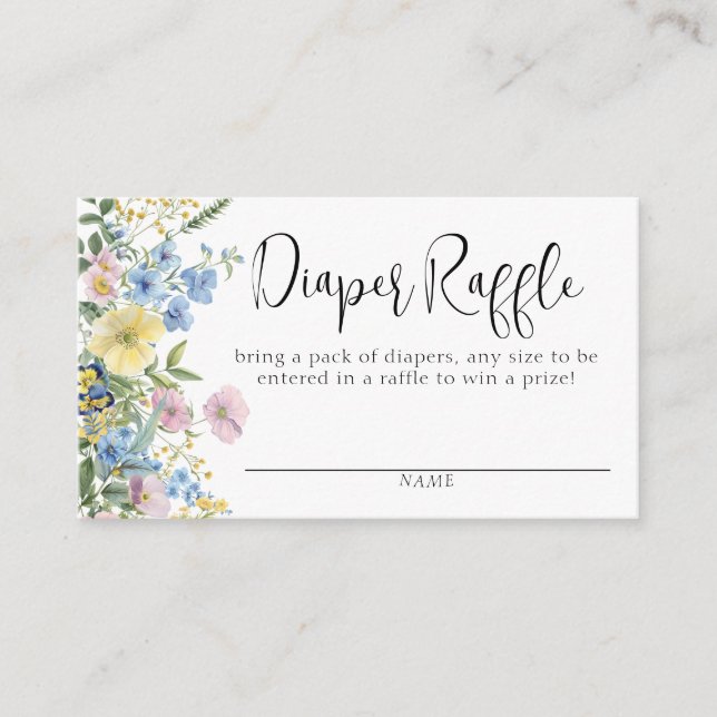 Pastel Floral Baby in Bloom Diaper Raffle Enclosure Card (Front)