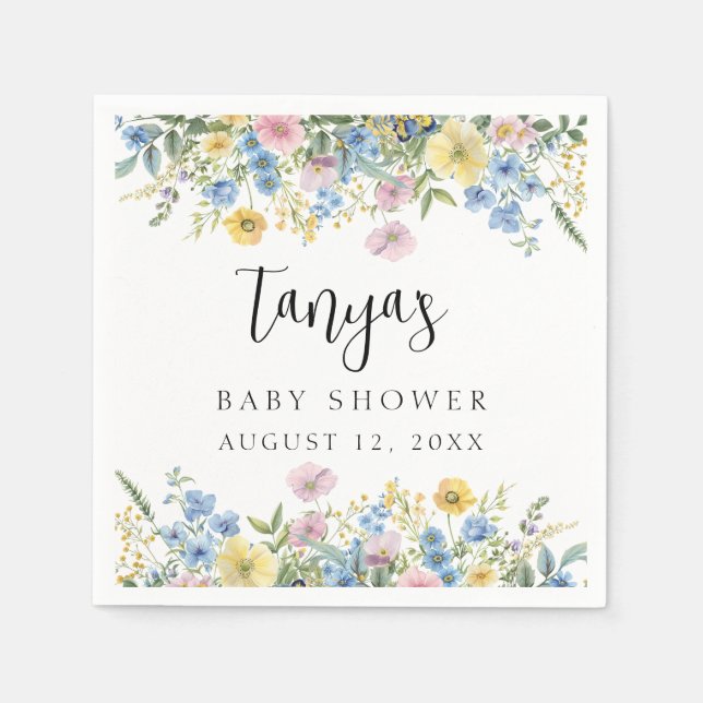 Pastel Floral Baby in Bloom Shower Paper Napkin (Front)