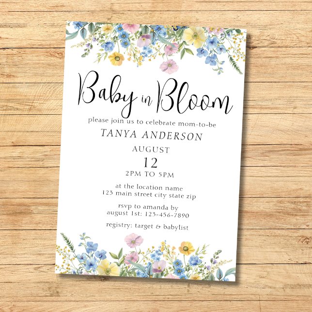 Pastel Floral Baby in Bloom Watercolor Invitation (Creator Uploaded)