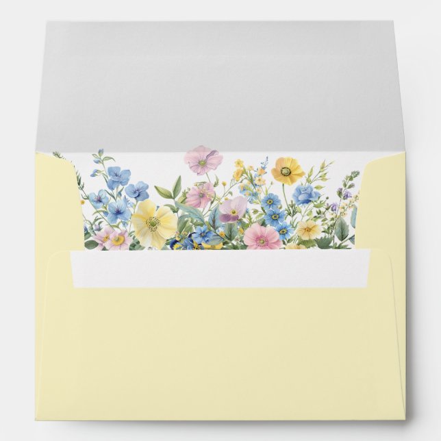 Pastel Floral Baby in Bloom Watercolor Yellow Envelope (Back (Bottom))