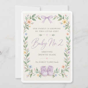 Pastel Floral Baby No. 2 Pregnancy Announcement
