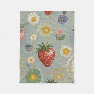 Pastel Floral & Berry Delight Fleece Blanket