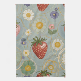 Pastel Floral & Berry Delight Tea Towel