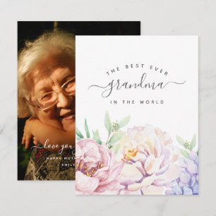 Pastel Floral Best Mum Personalised Photo Card