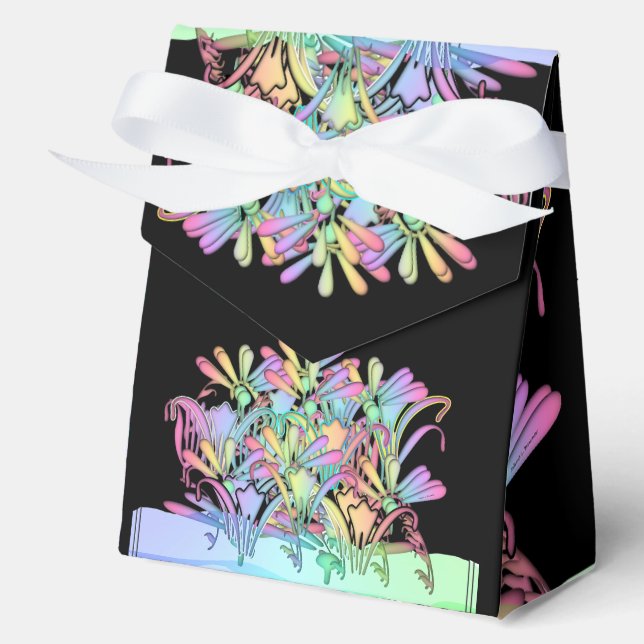 Pastel Floral Black  Favour Boxes (Front)