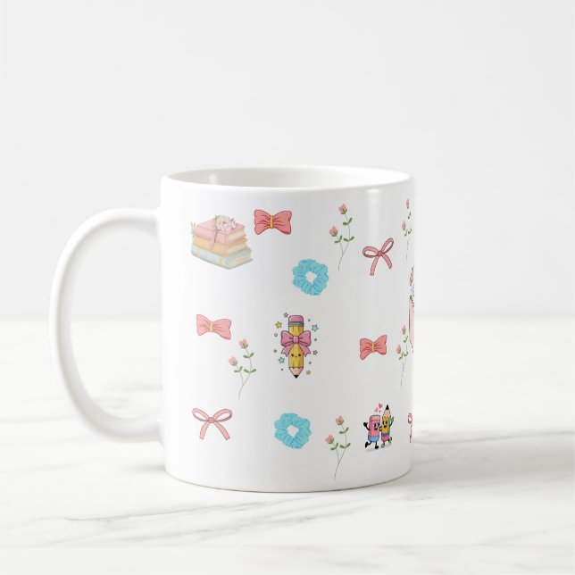 Pastel Floral Book Aesthetic Mug (Left)