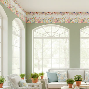 Pastel floral border prints wallpaper