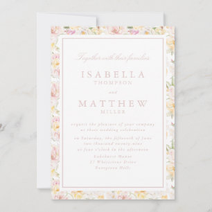Pastel Floral Border Wedding Invitation
