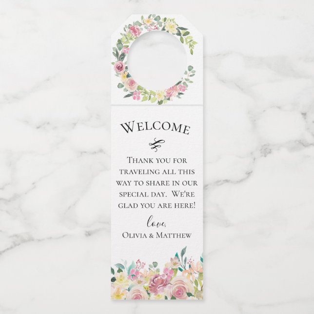 Pastel Floral Bouquet Bottle Tag (Front)