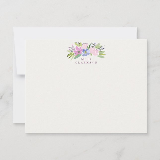 Pastel Floral Bouquet Note Card (Front)