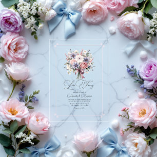 Pastel Floral Bouquet Romantic Love Fancy Wedding Acrylic Invitations