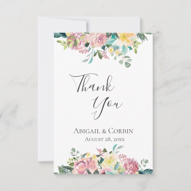 Pastel Floral Bouquet Thank You Card (Front)
