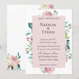 Pastel Floral Bouquet Wedding Invitation