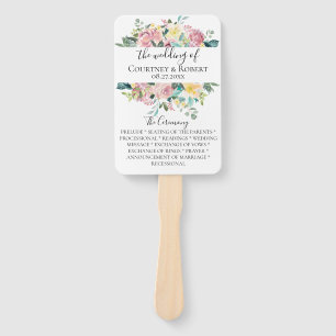 Pastel Floral Bouquet Wedding Program Fans