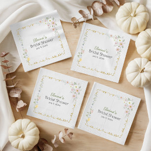 Pastel Floral Bridal Shower Napkins Cottagecore