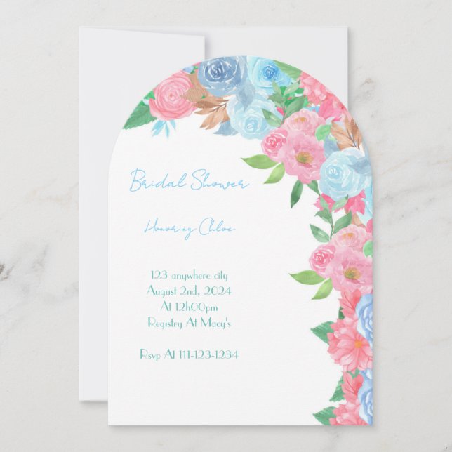 PASTEL FLORAL BRIDAL SHOWER SPRING SUMMER INVITATION (Front)