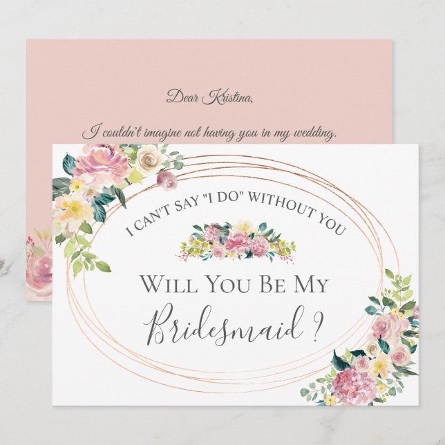 Pastel Floral Bridesmaid Proposal Invitation (Front/Back)