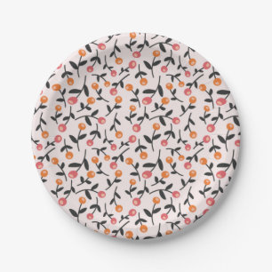Pastel Floral Bud Botanical pattern Paper Plate